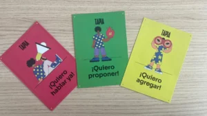 Tarjetas usadas en TAPIA para moderar las intervenciones durante la conversación.